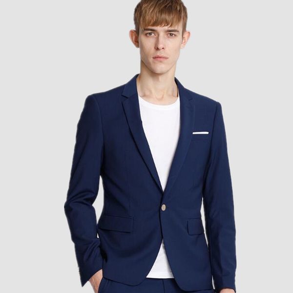 

new2018 blue men suits jacket simple fashion men's wedding tuxedos jacket one button custom formal business suits, White;black