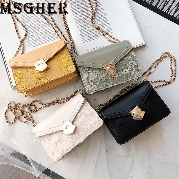 

msgher shoulder bags women embroidery flower small bags fashion chain crossbody for women casual small square