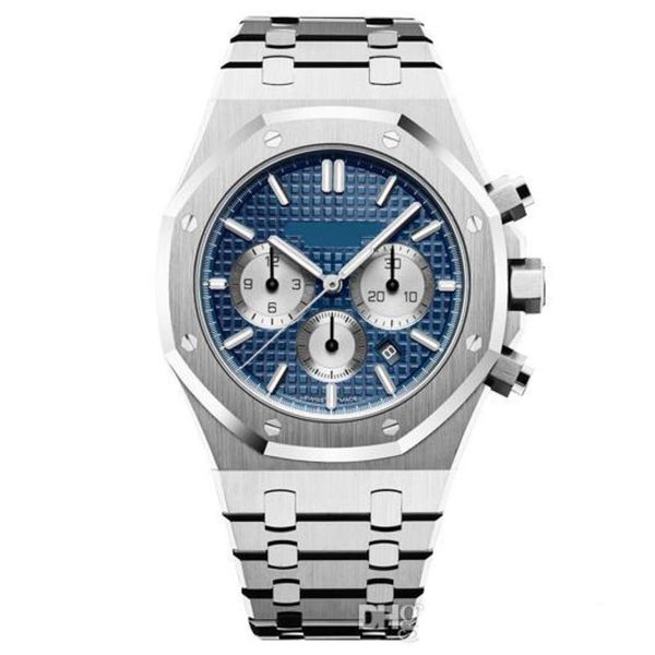 

mens watch quartz vk chronograph movement watches stainless steel sapphire glass male fashion business 42mm wristwatch, Slivery;brown