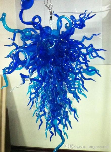 

110/220v ac led big size fashion blue hand blown pendant light for l