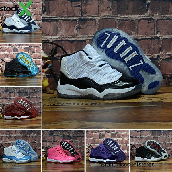 

2020 kids 11 11s space jam bred concord gym red basketball shoes children boy girls white pink midnight navy sports sneakers toddlers 28-35