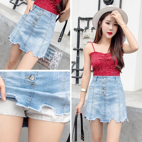 

dark blue female fashion tall waist bust skirts pants shuhua296