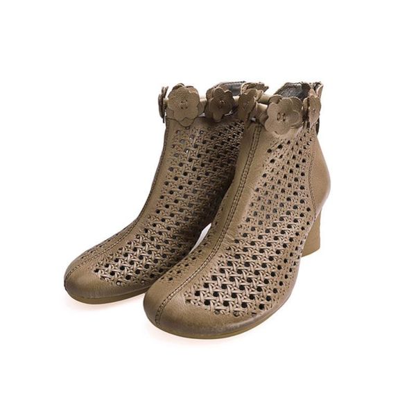 

yourseason genuine leather female platform sandals 2020 new autumn summer retro flower casual handmade women zip sandals boots, Black