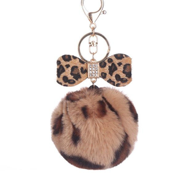 

bowknot women key chain fur ball keychain fake rabbit pompom for female car bag llavero llaveros para mujer sleutelhanger, Silver