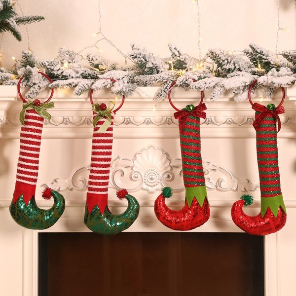 

striped elf boots christmas pendant xmas tree door hanging decoration ornaments h