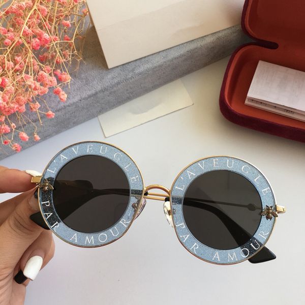 

2020 new 0113s sunglasses female fashion 0113 circle summer style white pink frame uv protection sunglasses, White;black