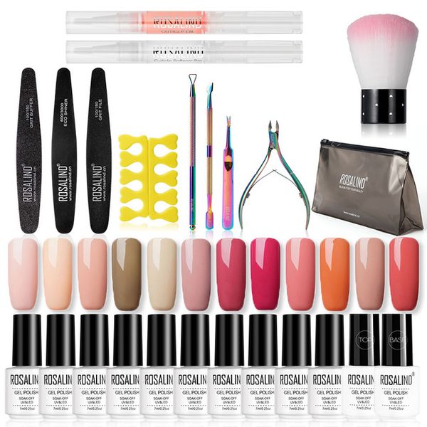 

rosalind 12pcs boxed gel nail polish set acrylic nail kit all for manicure set with uv led lamp dryer tools kit