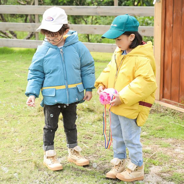 

winter children's clothing boys and girls baby cotton clothes children's down jacket warm jacket suitable for cold winter, Blue;gray