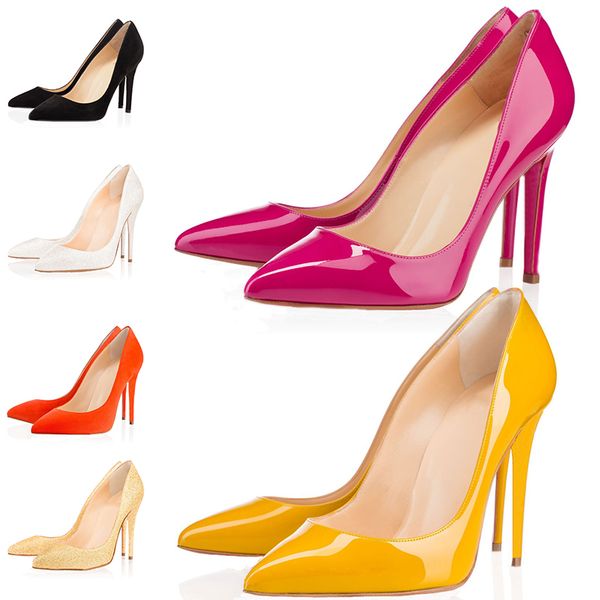 

fashion designer women shoes high heels 8cm 10cm 12cm nude black white leather pointed toes pumps dress shoes