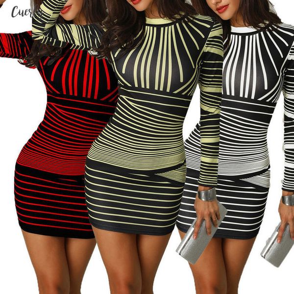 

fall women casual dresses striped pattern elegant temperament quality o neck dresses winter long sleeve bodycon casual mini dress, Black;gray
