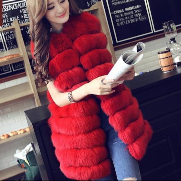 

furry 2019 winter women's faux fur coat artificial fur vest furry vests femme jackets plus size fake gilet z321, Black