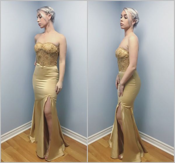

2019 latest prom dresses sweetheart sleeveless high side split backless mermaid evening gowns floor length special occasion dress, Black