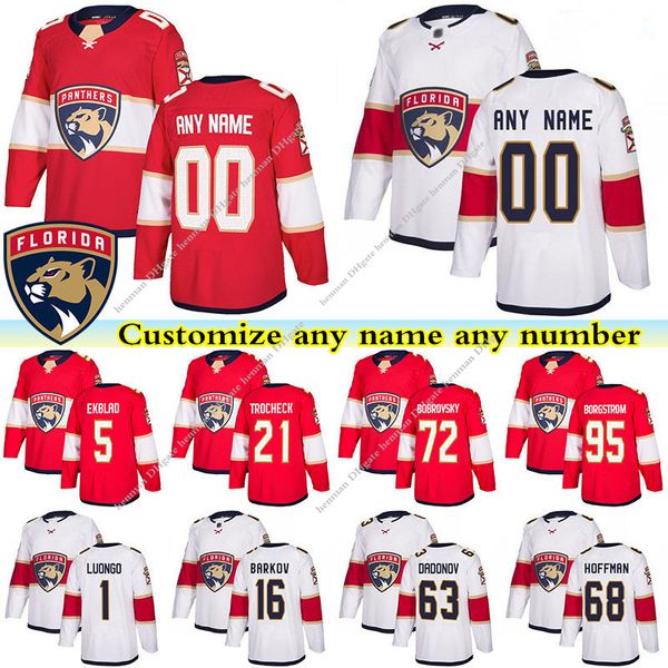 

florida panthers jerseys 16 barkov 72 bobrovsky 1 luongo 5 ekblad 68 hoffman 21 trocheck custom any number any name hockey jersey, Black;red