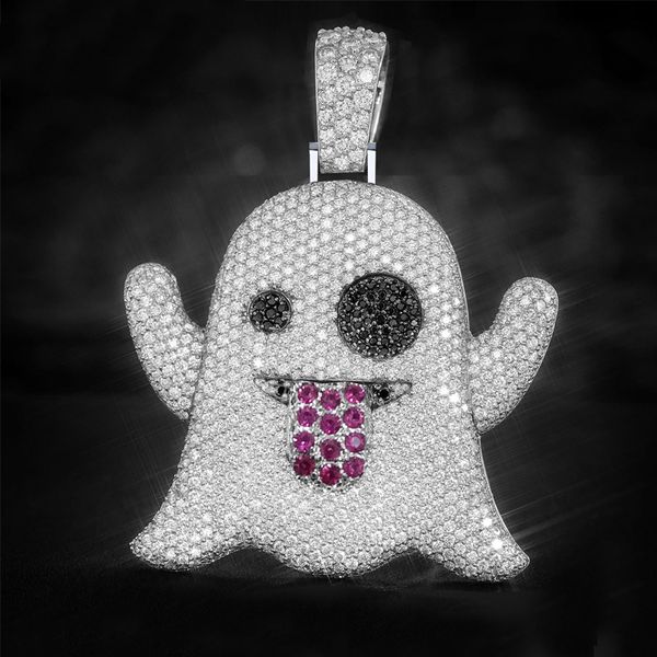 

Micro Pave Циркон Призрачный Призрак Лицо Ожерелье Хип-Хоп Bling Bling Ice Out Ювелирные Издел