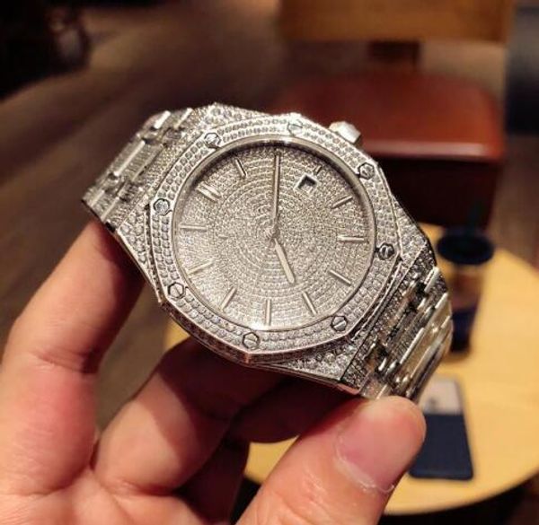 

2020 высокое качество мужские часы алмазные часы автоматический механизм дизайнерские часы водонепроницаемый 41 мм роскошные часы 316 наручн, Slivery;brown