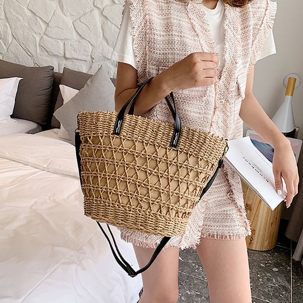 

fashion portable bucket bag straw beach holiday woven bag shoulder messenger
