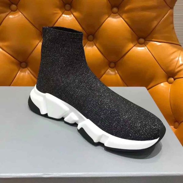 

men's shoes 2019 autumn and winter new high to help stretch socks shoes men's personality wild wedges breathable casual shoes, Black