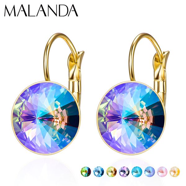 

crystals from swarovski dangle earrings new fashion drop earrings round earrings for women elegant party wedding jewelry gift, Silver