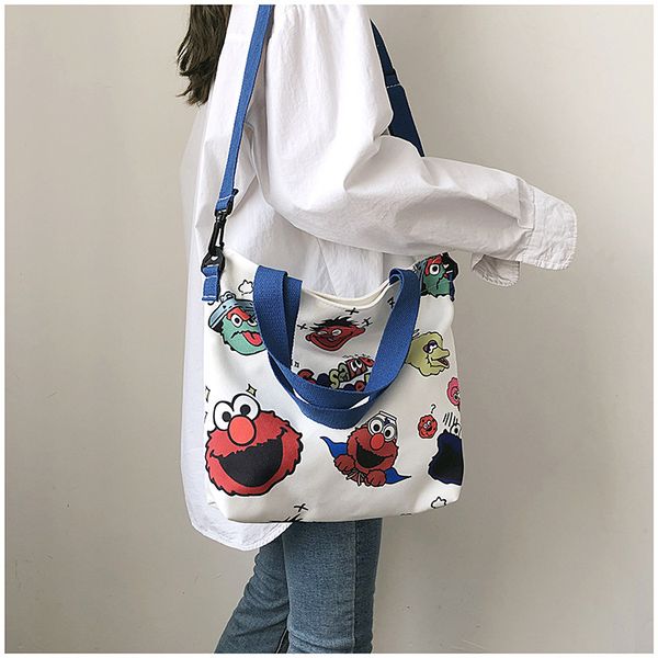 

2020 new korean version of the printing graffiti canvas bag cartoon female mass shoulder messenger bag