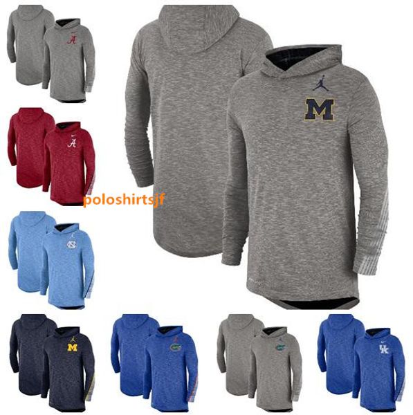 

men florida alabama michigan north kentucky crimson carolina wolverines wildcats gators 2019 sideline performance long sleeve hoodies, Blue;black