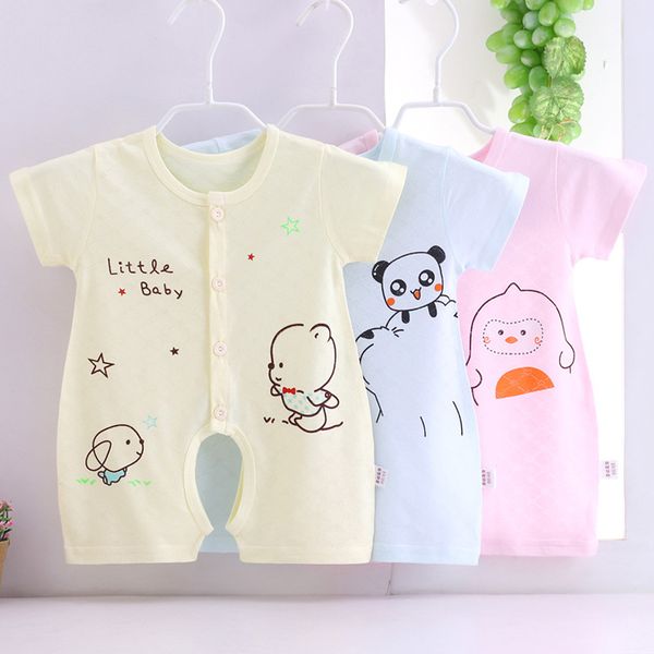 

open crotch soft summer rompers for baby girl boy clothes short sleeve jumpsuit clothes thin infant romper cartoon kid clothing, Blue