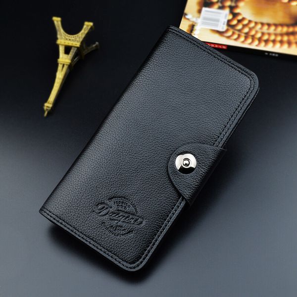 

fashion key bag men's youth fashion classic buckle multi-card bit three fold litchi pattern soft card holder wholesale men 008