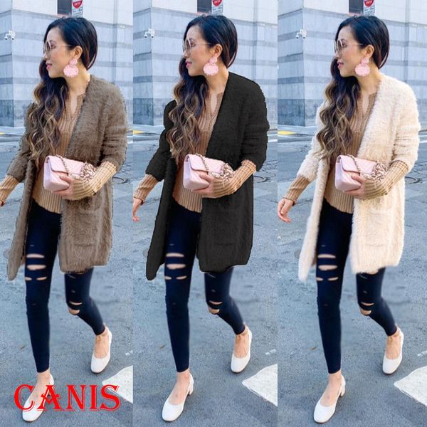 

2019 faux fur jacket coats women winter fleece cardigan plush teddy bear coat warm casual pockets overcoat s-xl, Black;brown