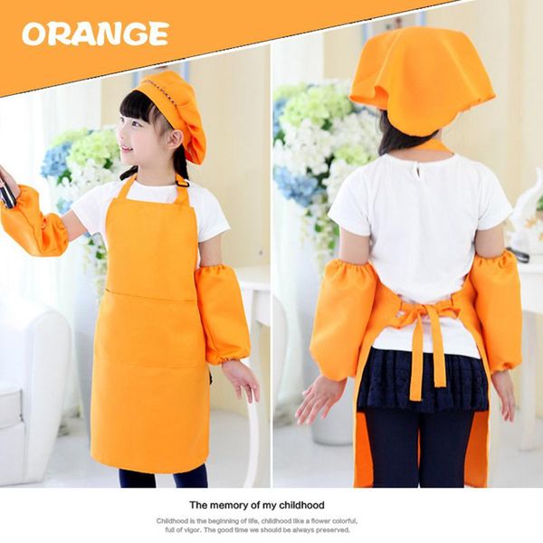 

aprons 3pcs/set children kitchen apron with oversleeve chef hats set for cooking baking decorating party tool accessories