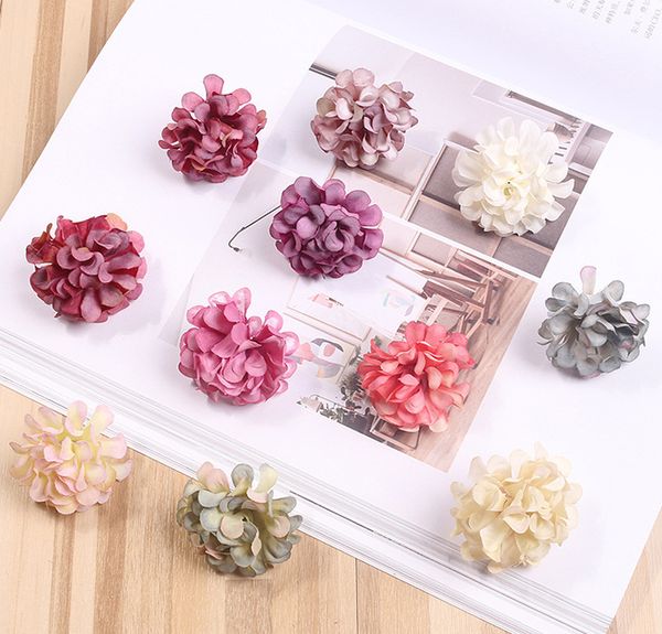 

5cm artificial flower silk hydrangea flower head for wedding party home decoration diy wreath gift box scrapbook craft supplies