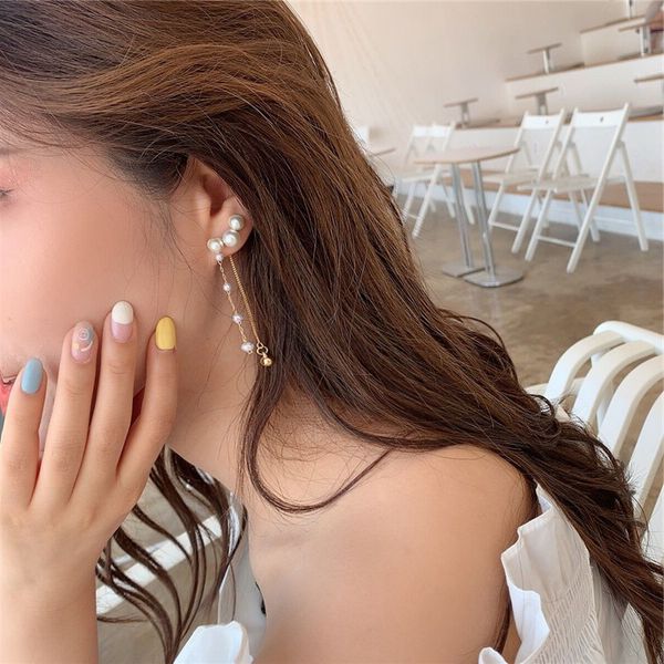 

pearl tassel ear line silver needle thin long tassel cross-border jewelry fashion gife for girls women party wedding girl friend jj19866