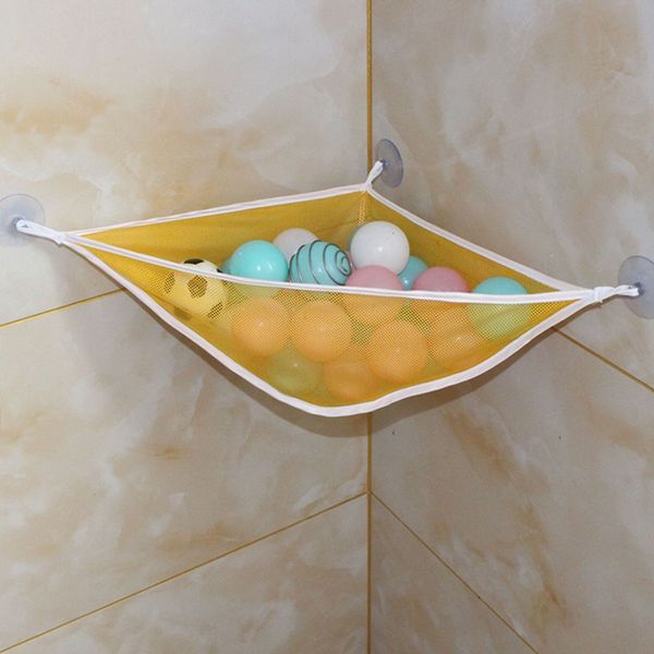 

home bathroom triangle support holder mesh cloth drain bag multi-function children toy storage bags
