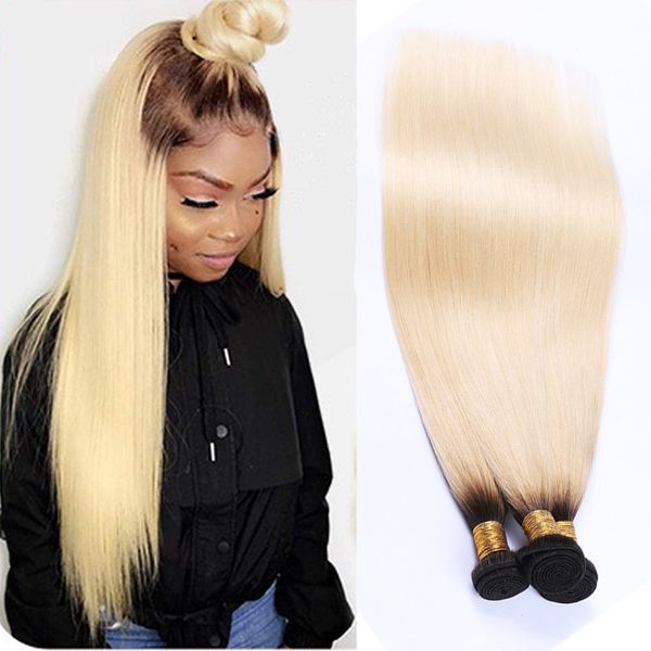 

malaysian human hair 1b/613 straight hair wefts 3 bundles two tones ruyibeauty wholesale 10-28inch 1b 613, Black