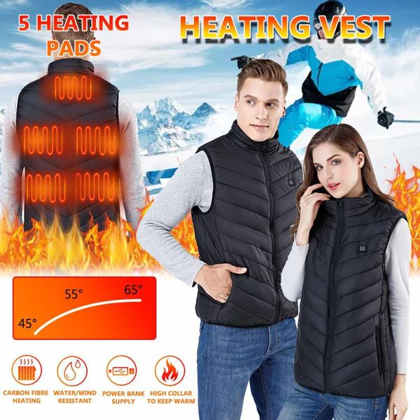 

outdoor t-shirts men and women sports heated hiking vests upgrade washable autumn winter warm slim usb electric smart heating waistcoat, Gray;blue