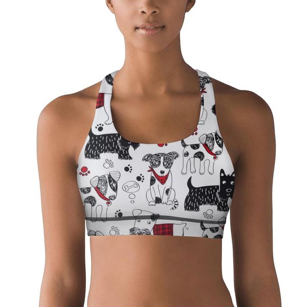 

женская йога vestcute терьер дизайн собака лапой шаблон bandsports бюстгальтер юмористические спортивного белья милый милый ребенок французс, Black;white