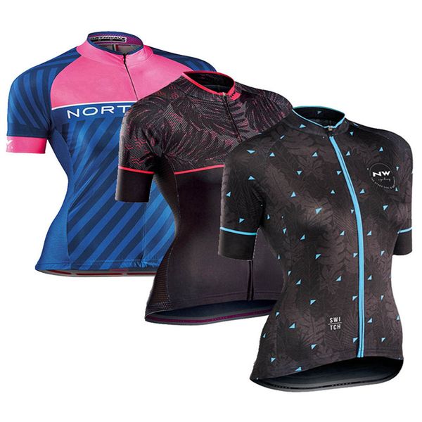

2019 summer women short sleeve bicycle blouses uniform outdoor mountain road bike triathlon cycling jersey clothin, Black;red