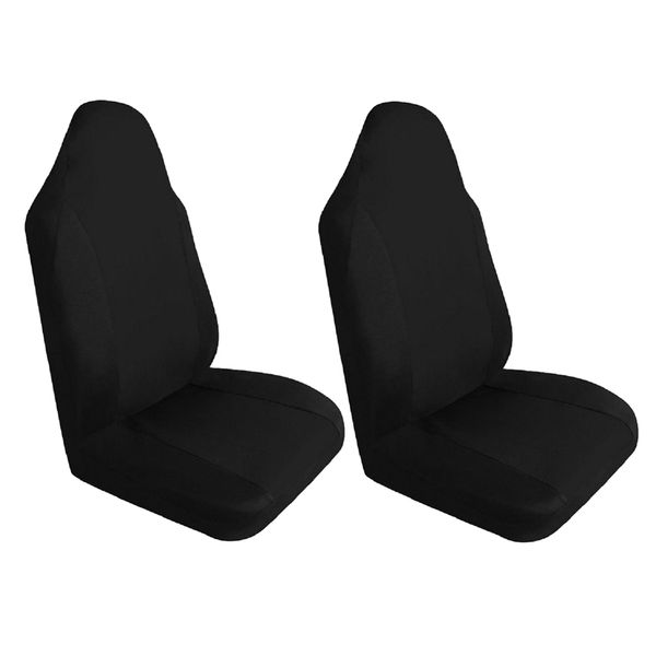 

set of 2 car single front seat cover breathable cushion pad protective - black