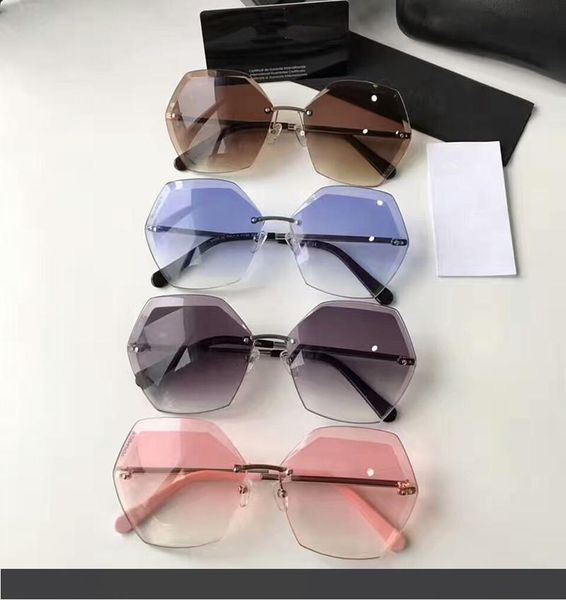 

марка солнцезащитные очки женщины luxury rimless солнцезащитные очки big frame солнцезащитные очки для женщин google мода лето кристалл объе, White;black