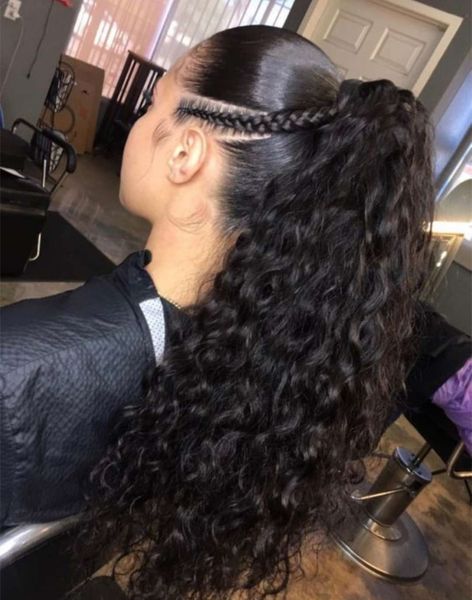 Unprocessed Natural Curly Weave Ponytail Clip Ins Natural