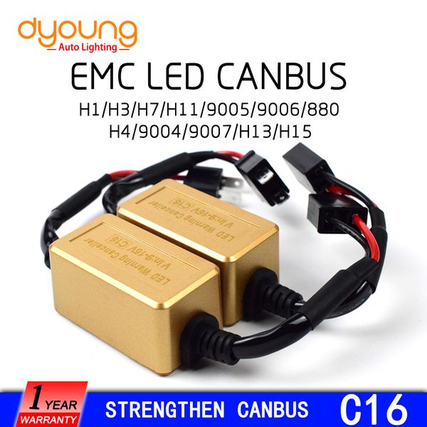 

c16 2pcs strengthen led headlight canbus kit h1 h4 h15 9005 9006 h7 h13h11 computer warning error emc resistor canceler decoder