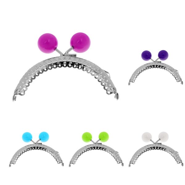 

5 pcs purse bag clasp lock metal arch frame coin purse silver tone mixed ball 8.5cm, Black
