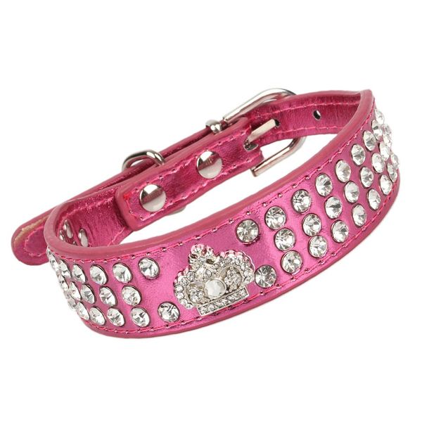 

хрустальная корона кошки ошейники глянцевая кожа pu кожаный ошейник ожерелье xs s для cat pet collar products collier chat animaux