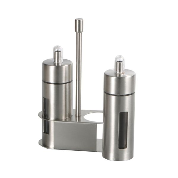 

2pcs cooking seasoning bottle dispenser set oil vinegar sauce storage bottles kitchen tools with stand 80ml stainless steel