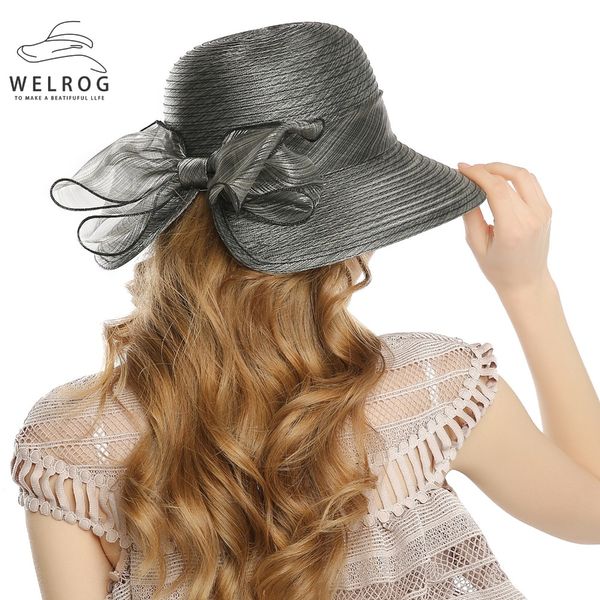 

welrog fedoras hats for women lady fascinator elegant yarn cap autumn cloche hat bow bucket wedding bowler hats, Blue;gray