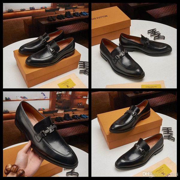 

20fw new office men dress shoes men formal shoe leather luxury fashion groom wedding shoes men oxford shoes plus size 38-4 yecq3, Black