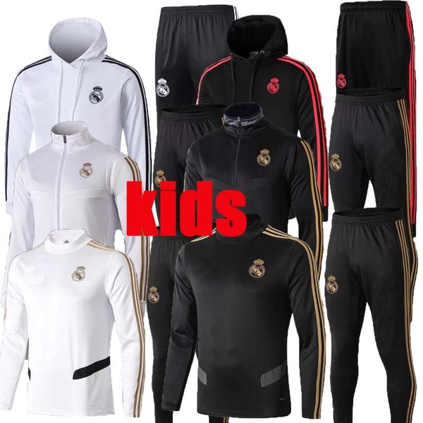 

19 20 new real madrid kids tracksuits 2019 2020 hazard youth soccer sets jersey benzema bale child long sleeve leisure jacket training suit, Black