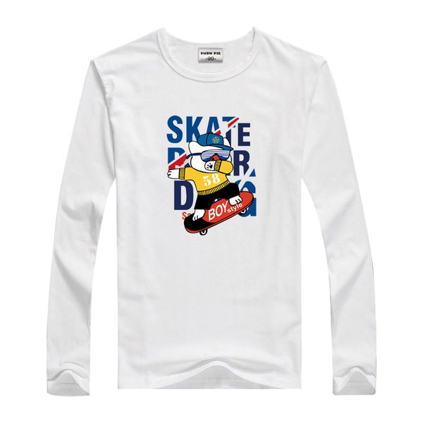 

fashion cartoon girls t-shirt children long sleeves white tees for boys baby kids cotton for girls clothes size 2 3 4 y, Blue