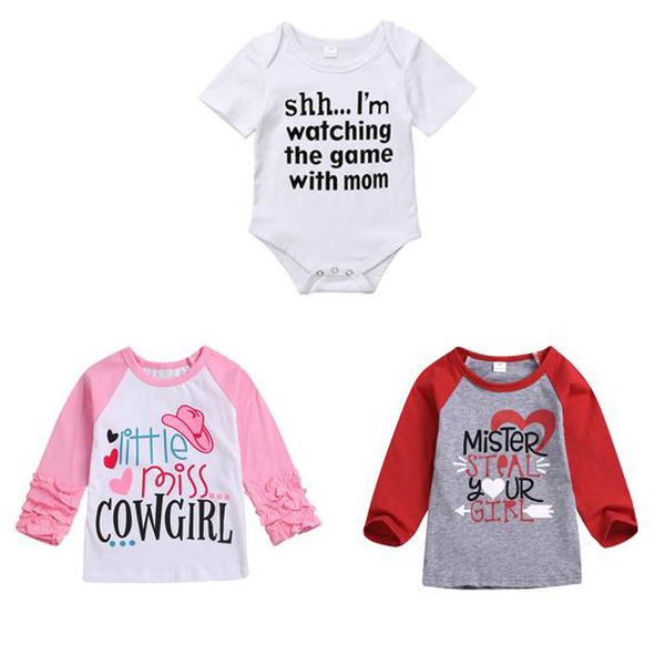 

newborn baby letter kids clothes boys girls kids cotton print round neck tees 19, Blue