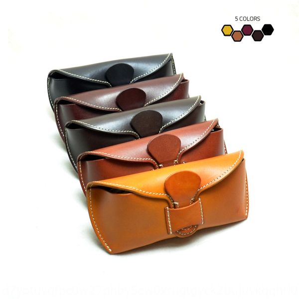 

2020 leather handmade case case box glasses bag vegetable tanning skin cream skin glasses box, Blue