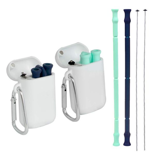 

силиконовая складная солома многоразовая складная питьевая солома с футляром для переноски и чистящей щеткой для путешествий домашнего офиса