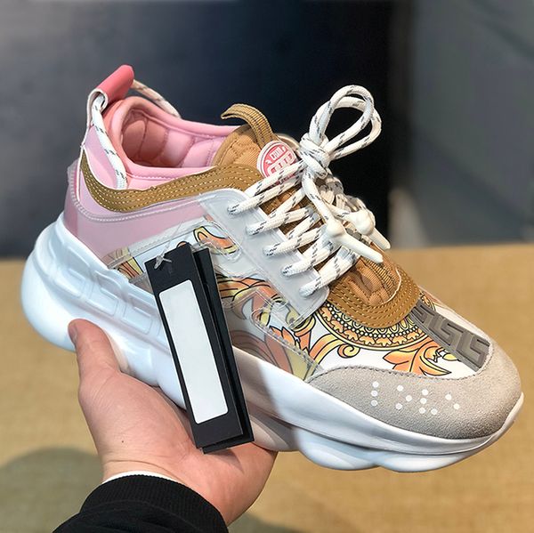 

Chain Reaction Casual Shoes Fashion Sneakers 2019 Women Men Red Black White Mix Color Luxury Designer Trainer Cross Chainer Link-Embossed